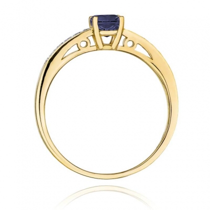 Zaręczynowy pierścionek z Szafirem 0,50ct i brylantami ze złota próby 585